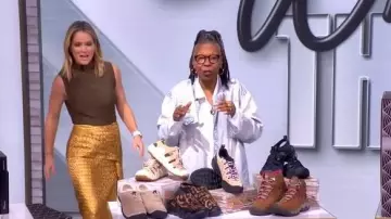 Johanna Ortiz Estuary Explorers Metallic Midi Skirt worn by Sara Haines as seen in The View on November 13, 2025