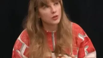 Taylor Swift KC Chiefs Sweatshirt of Taylor Swift in Taylor Swift | The End of an Era | Official Trailer | Disney+