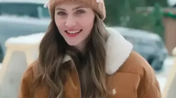 A Merry Little Ex-Mas Emily Hall Brown Corduroy Jacket worn by Sienna (Emily Hall) as seen in A Merry Little Ex-Mas