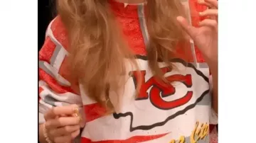 The End of an Era 2025 Vintage 90s AOP KC Chiefs Sweatshirt of Taylor Swift in Taylor Swift | The End of an Era | Official Trailer | Disney+
