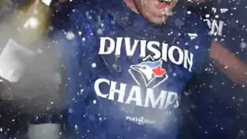 Blue T-Shirt worn by Shane Bieber in DIVISION CHAMPS 2025