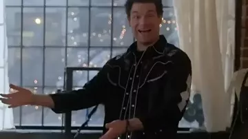 My Secret Santa William Vaughan Guns And Cards Print Western Shirt as seen in My Secret Santa