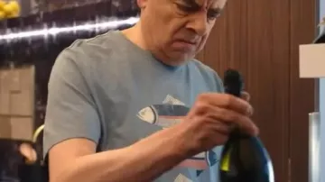 Fish Printed T-Shirt worn by Rowan Atkinson in Man vs Baby 2025