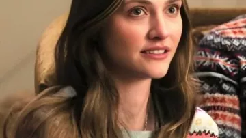 Grey Fair Isle Sweater worn by Sienna (Emily Hall) as seen in A Merry Little Ex-Mas