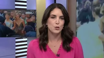 Cece Ruffled Button-Front Elbow Sleeve Blouse worn by Liz Kreutz as seen in Today on  November 14, 2025