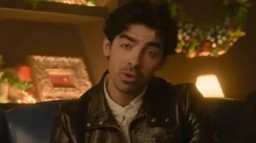 A Very Jonas Christmas Joe Jonas Black Leather Jacket of Joe Jonas (Joe Jonas) in A Very Jonas Christmas Movie