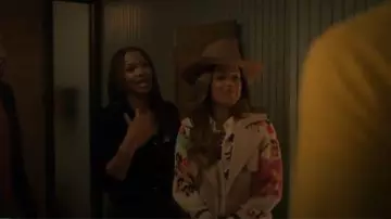 Conditions Apply Blooming Long-Sleeve Collared Blouse worn by Brandy Michaels (Essence Atkins) as seen in Reasonable Doubt (S03E10)