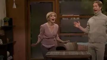 & Other Stories Mohair & Wool Blend Hairy Yarn Wrap Cardigan worn by Chloe Fineman as seen in Saturday Night Live (S51E06)