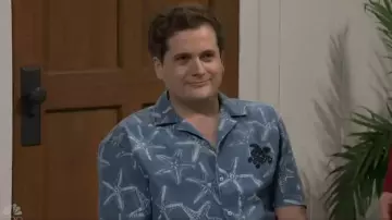 Vilebrequin Starfish Printed Denim Shirt worn by Jeremy Culhane as seen in Saturday Night Live (S51E06)