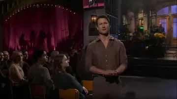 John Varvatos Bucks Button Up Shirt worn by Glen Powell as seen in Saturday Night Live (S51E06)