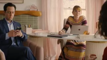 Ulla Johnson Evangeline Striped Mock Neck Knit Maxi Dress worn by Alyssa (Leighton Meester) as seen in I Love LA (S01E03)