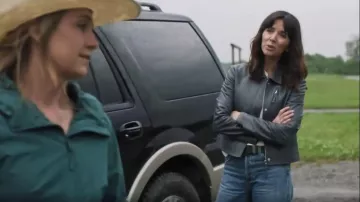 Club Monaco Leather Jacket worn by Lou Fleming (Michelle Morgan) as seen in Heartland (S19E07)
