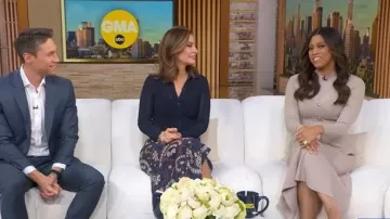 Scanlan Theodore Pleat Lace Ls Shirt worn by Rebecca Jarvis as seen in Good Morning America on  November 14, 2025