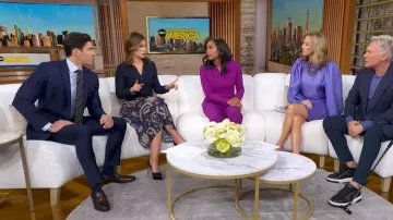 A.L.C. Clara Paisley Wrap Midi-Skirt worn by Rebecca Jarvis as seen in Good Morning America on November 14, 2025