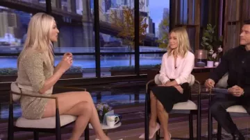 Contessa Mills Blair Whimsical Lambskin-Trimmed Novelty Shorts worn by Ali Larter as seen in LIVE with Kelly and Mark on November 10, 2025