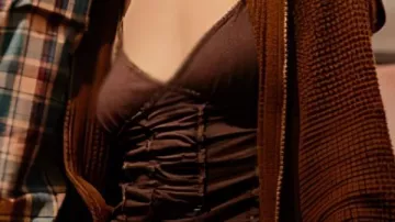 Paulina Chavez Landman S02 Brown Cropped Hoodie worn by Paulina Chávez in Paulina Chavez' Texas roots run deep