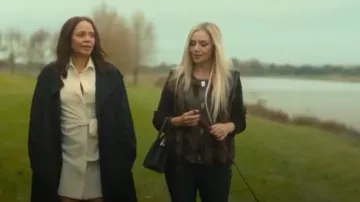 Vintage Faux Fur & Leather Vest: 90s Mod Style Sleeveless Jacket worn by Jelena (Katarina Cas) as seen in Wild Cherry (S01E02)