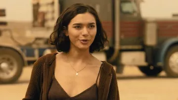 Juniors' Sugar Moon Waffle Zip-Up Cropped Sweater Hoodie worn by Ariana Medina (Paulina Chávez) as seen in Landman (S2E01)