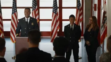 Veronica Beard Cynthia Tailored Denim Jacket worn by Maddie Buckley (Jennifer Love Hewitt) as seen in 9-1-1 (S09E06)