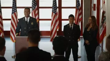 Veronica Beard Cynthia Tailored Denim Jacket worn by Maddie Buckley (Jennifer Love Hewitt) as seen in 9-1-1 (S09E06)