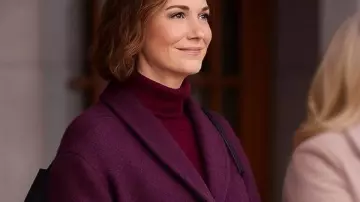 Alpine Holiday Ashley Williams Purple Coat worn by Faith (Ashley Williams) as seen in An Alpine Holiday