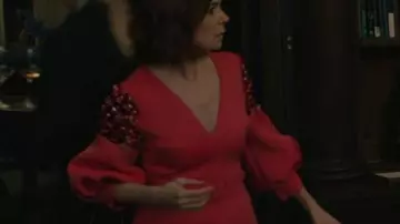 Pink Embellished Puff Sleeves Dress worn by Elsbeth Tascioni (Carrie Preston) as seen in Elsbeth (S03)