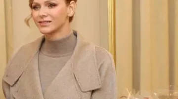 Red Cross Gifts Distribution Blazer worn by Charlene, Princess of Monaco