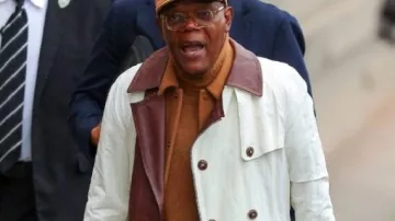 Contrasting Collar Coat worn by Samuel L. Jackson in Los Angeles 2025