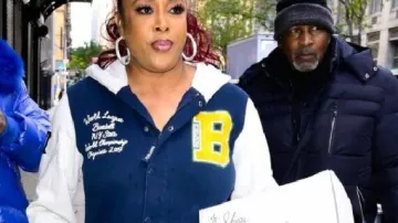 Varsity Letter Hooded Jumpsuit worn by Vivica A. Fox in NYC FOX Studios
