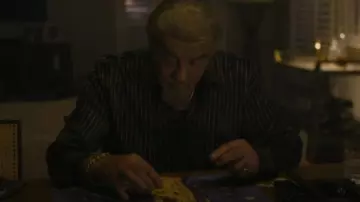 Saint Laurent Striped Silk Dress Shirt worn by Dwight 'The General' Manfredi (Sylvester Stallone) as seen in Tulsa King (S03E09)