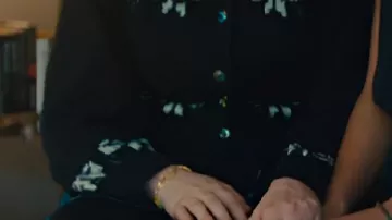 White Bow Print Cardigan worn by (Isabelle Allen) in Wild Cherry