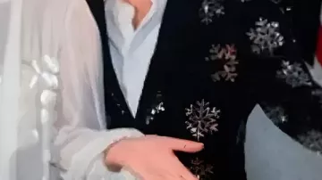 Bennett Snowflake Black Blazer worn by Self - Host (Jonathan Bennett) in Finding Mr. Christmas