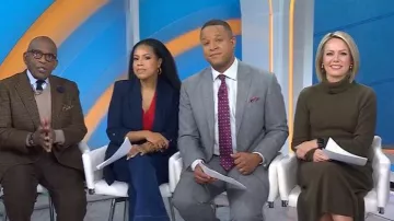 Blazer Zara con mangas remangadas llevado por Sheinelle Jones, visto en Today el 17 de noviembre de 2025