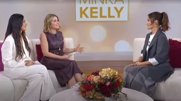 Falda cruzada de cuadros Noah NY llevada por Minka Kelly vista en Today el 18 de noviembre de 2025