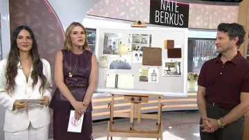 Cinturón de cuero con hebilla de Veronica Beard Elsy llevado por Jenna Bush Hager visto en Today with Jenna & Friends el 18 de noviembre de 2025