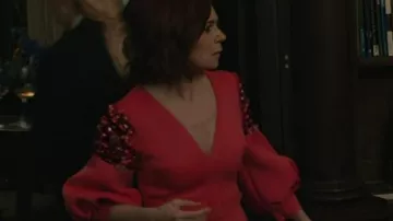 Elsbeth S03 Elsbeth Tascioni Pink Embellished Puff Sleeves Dress worn by Elsbeth Tascioni (Carrie Preston) as seen in Elsbeth (S03)