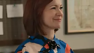 Elsbeth S03 Elsbeth Tascioni Blue Graphics Print Shirt worn by Elsbeth Tascioni (Carrie Preston) as seen in Elsbeth (S03)