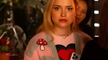 Loot S03 Ainsley Mushroom & Snail Cardigan as seen in Loot