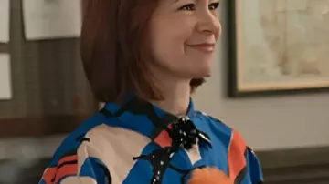 Carrie Preston Elsbeth S03 Blue Graphics Print Shirt worn by Elsbeth Tascioni (Carrie Preston) in Elsbeth