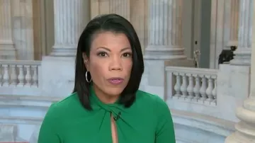 Donna Morgan Twisted Neck 3/4 Sleeve Sheath Dress worn by Nikole Killion as seen in CBS Mornings on November 13, 2025