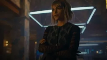 Zara Argyle Button Sweater Vest worn by Dr. Ingrid Derian (Eve Harlow) as seen in Watson (S02E06)