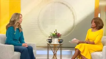 Robe Melinda de New York & Company portée par Gayle King vue dans CBS Mornings le 19 novembre 2025