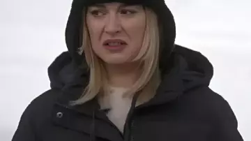 Long Puffer Coat worn by Taylor (Alexandra Breckenridge) as seen in My Secret Santa