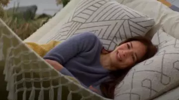 Sezane Gaby Jumper Blue worn by Cassandra Lee (Kristin Kreuk) as seen in Murder in a Small Town (S02E06)