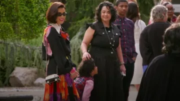 Chanel 15P New Tags Black Pink Purple Multicolor Pleated Skirt worn by Bronwyn Newport as seen in The Real Housewives of Salt Lake City (S06E10)