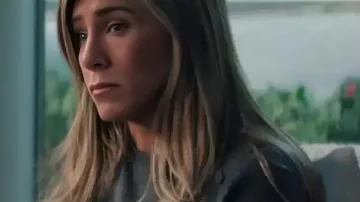 The Morning Show S4 Jennifer Aniston Bow Detail T-Shirt worn by Alex Levy (Jennifer Aniston) as seen in The Morning Show (S04E05)