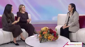 The Row Sock Acetate-heel Point-toe Mesh Pumps worn by Olivia Munn as seen in Today with Jenna & Friends on November 19, 2025