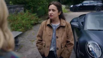 Zara Faux Suede Cropped Jacket worn by Abby Pinkus (Gideon Adlon) as seen in Ghosts (S05E05)