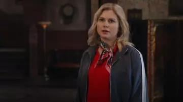 Lush Blooms Tie-Up Silk Scarf Made with Liberty Fabric worn by Samantha Arondekar (Rose McIver) as seen in Ghosts (S05E05)