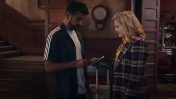 Adidas Clot by Edison Chen Colorblock Camp Shirt worn by Jay Arondekar (Utkarsh Ambudkar) as seen in Ghosts (S05E06)